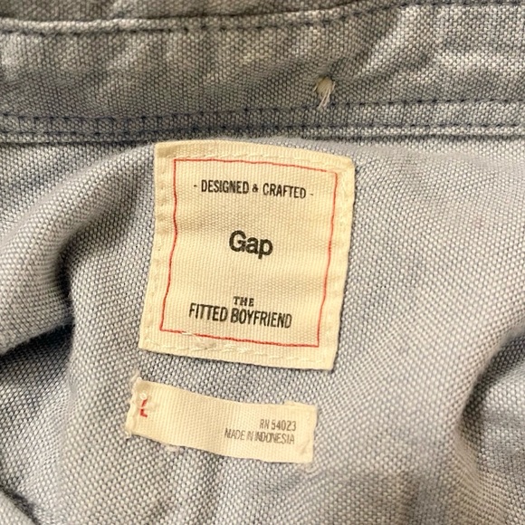 ❤️ GAP Blue Fitted Boyfriend Oxford Shirt - Picture 6 of 9